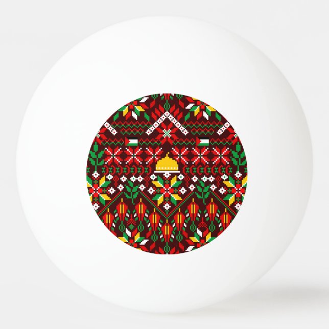 Palestine Tatreez Traditional Embrodery Ping Pong Ball (Front)