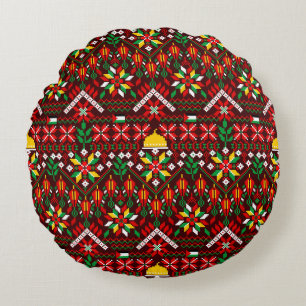 Palestine Tatreez Traditional Embrodery Round Cushion