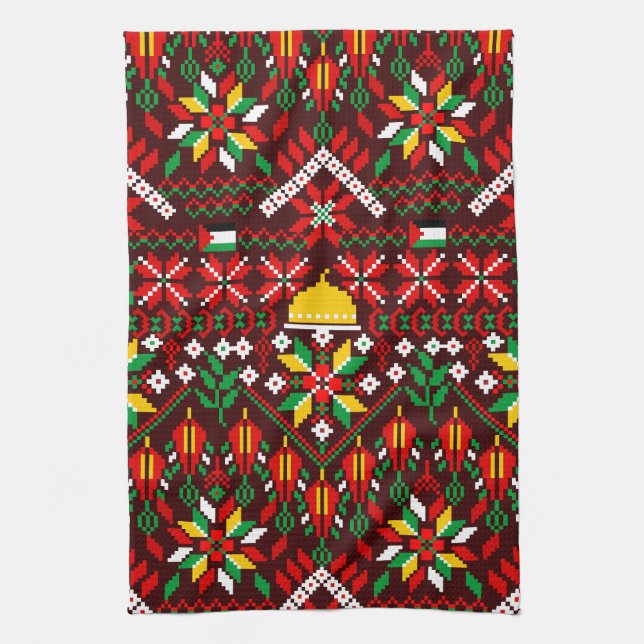 Palestine Tatreez Traditional Embrodery Tea Towel (Vertical)