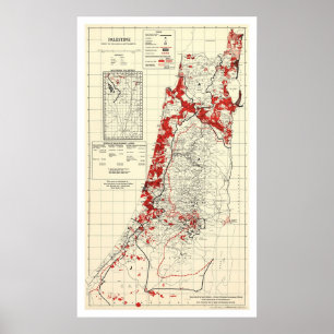 Palestine Village Map 1949 Poster