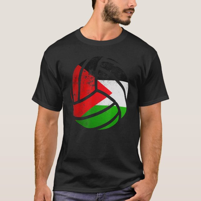 Palestine Volleyball Palestinian Flag Volleyball   T-Shirt (Front)
