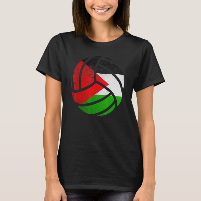 Palestine Volleyball Palestinian Flag Volleyball   T-Shirt (Front)