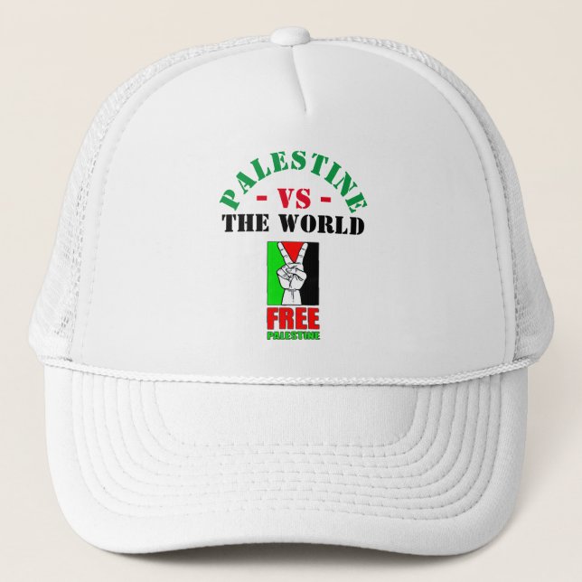 Palestine Vs The World. Free Palestine Trucker Hat (Front)