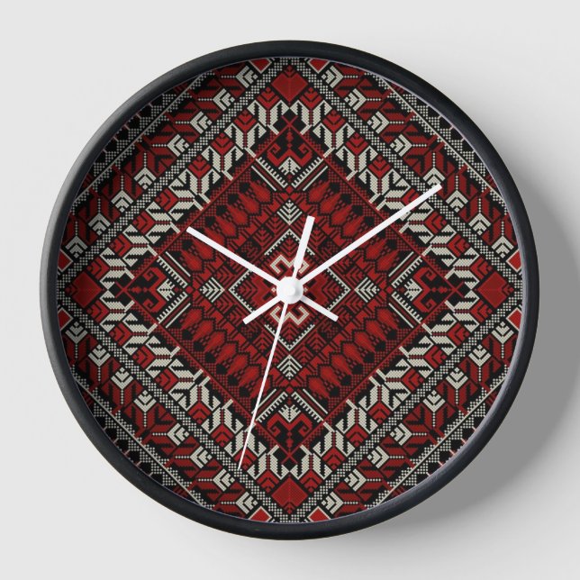  Palestine Wall Clock - Boho Palestinian Clock (Front)