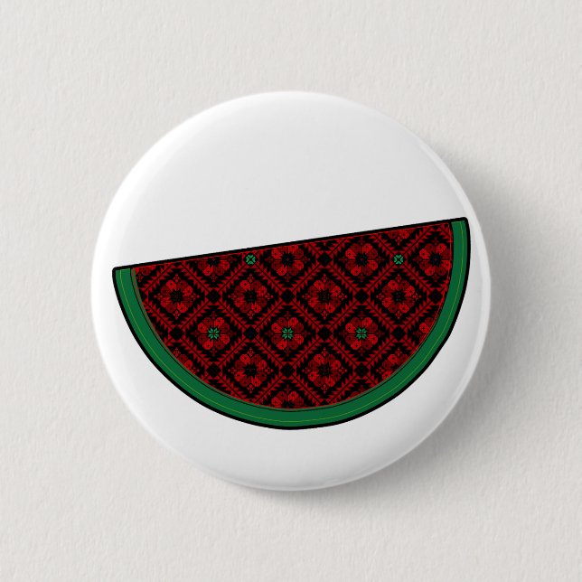 Palestine watermelon Embroidery red tatreez  6 Cm Round Badge (Front)