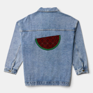 Palestine watermelon Embroidery red tatreez  Denim Jacket