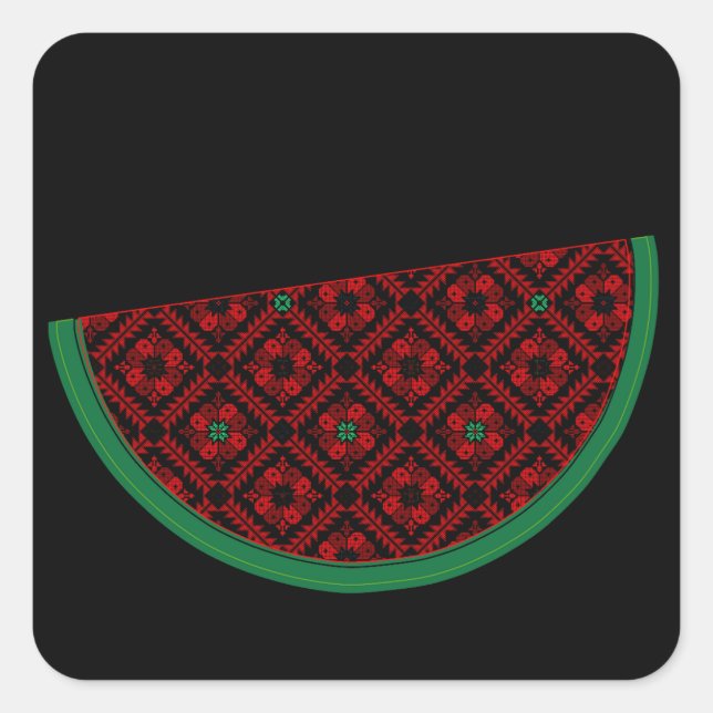 Palestine watermelon Embroidery red tatreez  Square Sticker (Front)