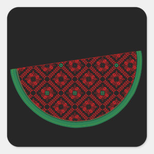 Palestine watermelon Embroidery red tatreez Square Sticker