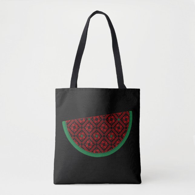 Palestine watermelon Embroidery red tatreez  Tote Bag (Front)