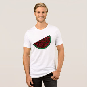 Palestine watermelon Embroidery red tatreez Tri-Blend Shirt