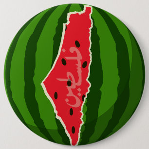Palestine Watermelon Flag Map. Free Palestinians. 6 Cm Round Badge