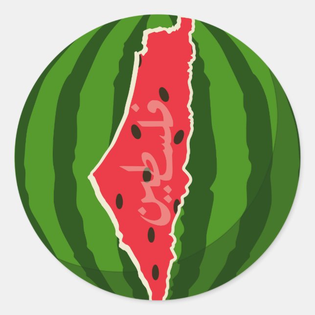 Palestine Watermelon Flag Map. Free Palestinians. Classic Round Sticker (Front)