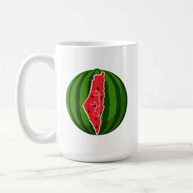 Palestine Watermelon Flag Map. Free Palestinians Coffee Mug (Left)