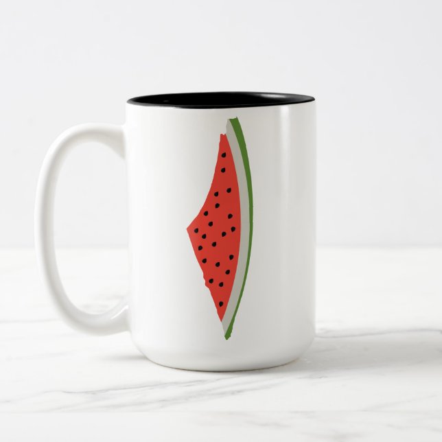 Palestine Watermelon Flag Map. Free Palestinians. Two-Tone Coffee Mug (Left)