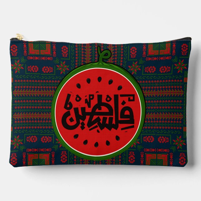 Palestine watermelon-Palestine Arabic word"فلسطين" Accessory Pouch (Front)
