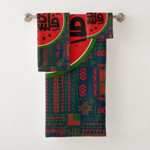 Palestine watermelon-Palestine Arabic word"فلسطين" Bath Towel Set