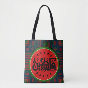 Palestine watermelon-Palestine Arabic word"فلسطين" Tote Bag