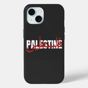 Palestine Word Arabic and English Wordart- text  iPhone 15 Case