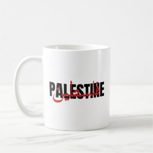Palestine Word Arabic and English Wordart- text  Coffee Mug