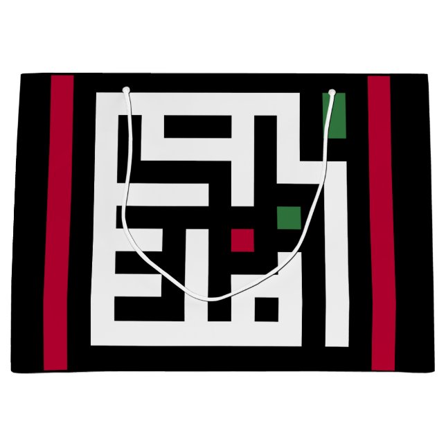 Palestine word in arbic Wordart- square word flag  Large Gift Bag (Front)