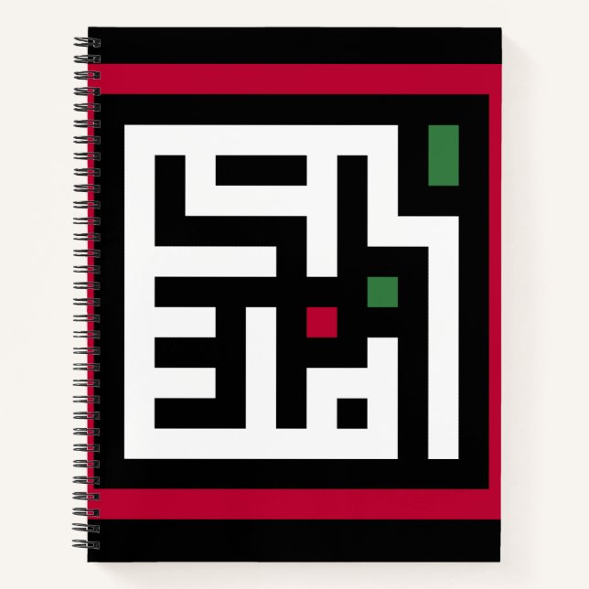 Palestine word in arbic Wordart- square word flag  Notebook (Front)