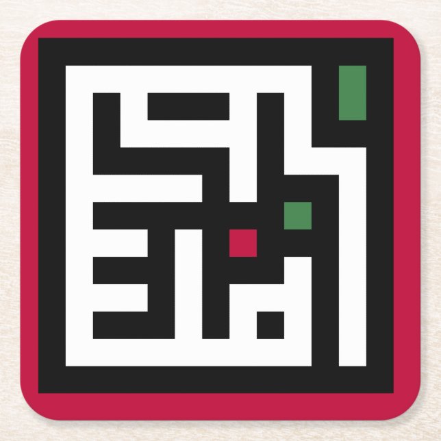  Palestine word in arbic Wordart- square word flag Square Paper Coaster (Front)