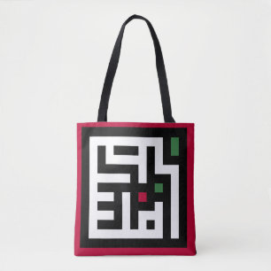 Palestine word in arbic Wordart- square word flag  Tote Bag