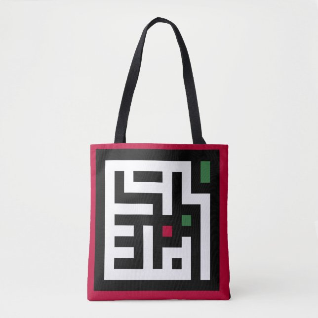 Palestine word in arbic Wordart- square word flag  Tote Bag (Front)