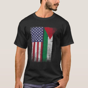 Palestinian American Flag Palestine Usa America T-Shirt
