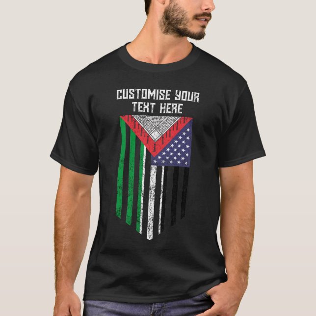 Palestinian American flag - Save Palestine T-shirt (Front)