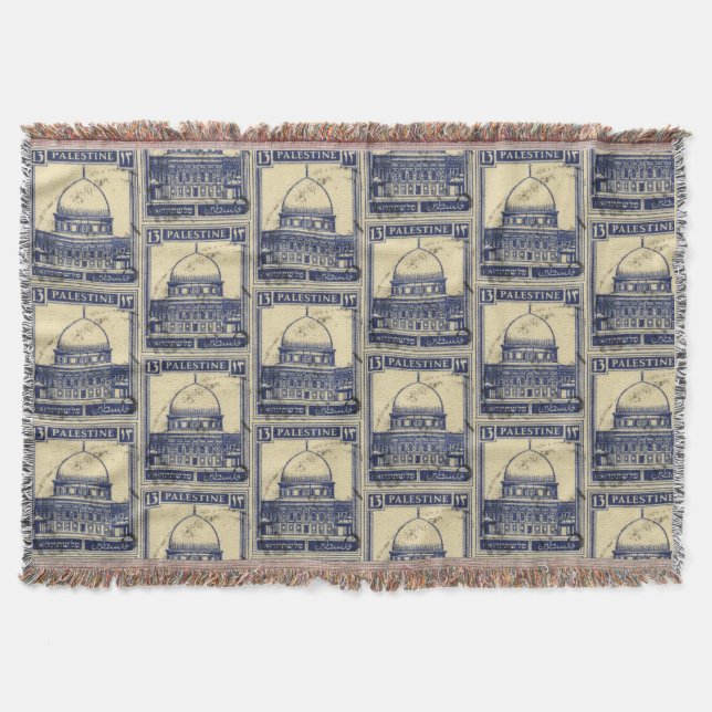 palestinian ancient stamp 1920_  palestine folklor throw blanket (Front)