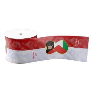 Palestinian Angel Black Hair Dressed in Flag Grosgrain Ribbon