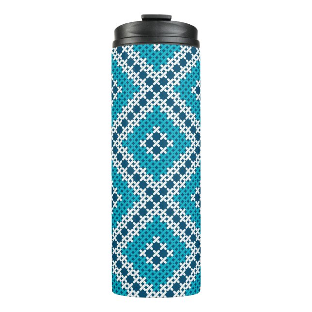 Palestinian Arabic Traditional Embroidery Pattern Thermal Tumbler (Front)