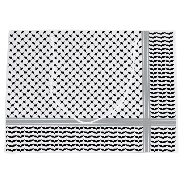 Palestinian Black & White Keffiyeh Large Gift Bag (Front)