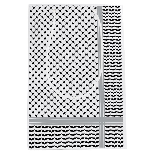 Palestinian Black & White Keffiyeh Medium Gift Bag (Front)