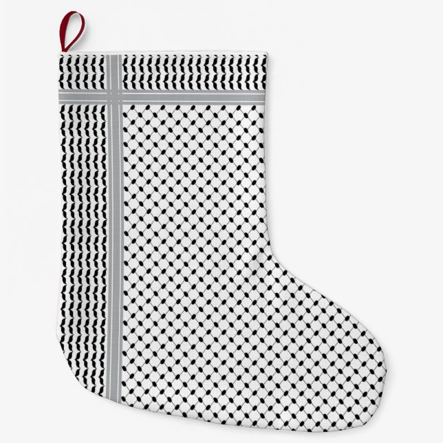 Palestinian Black & White Keffiyeh Stocking (Front)