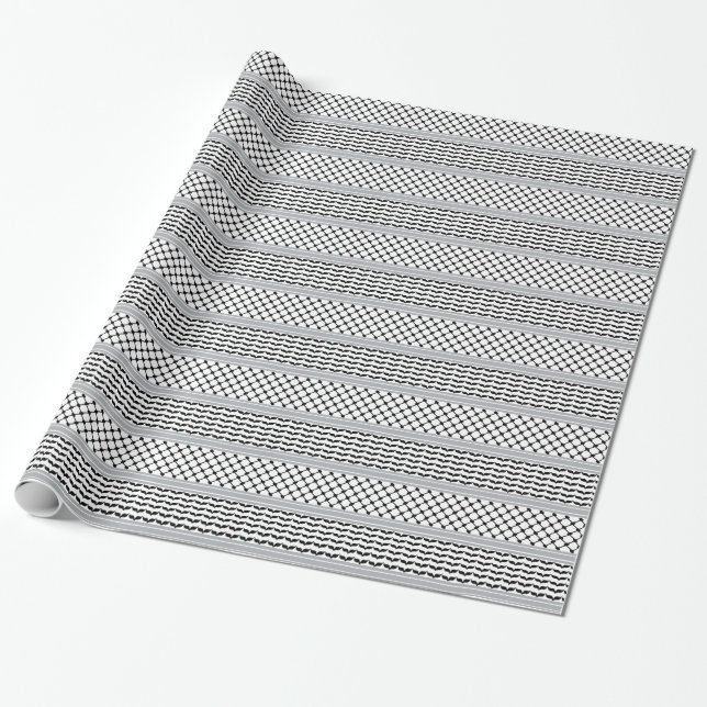 Palestinian Black & White Keffiyeh  Wrapping Paper (Unrolled)