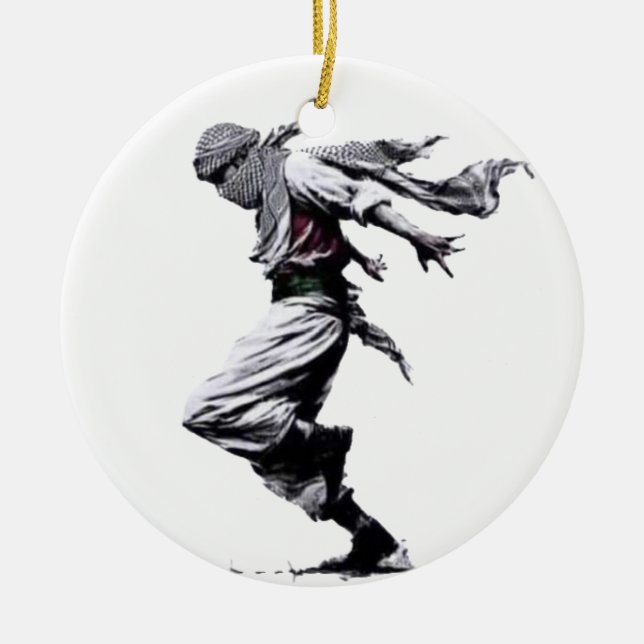 Palestinian Dance Dabke Ceramic Tree Decoration (Front)