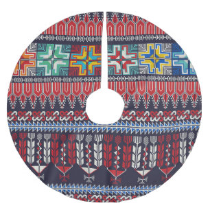 Palestinian Embroidery Motif Pattern. Brushed Polyester Tree Skirt