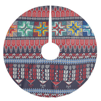 Palestinian Embroidery Motif Pattern. Brushed Polyester Tree Skirt