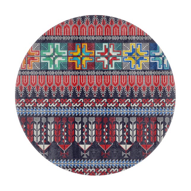 Palestinian Embroidery Motif Pattern. Cutting Board (Front)