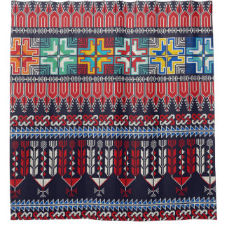 Palestinian Embroidery Motif Pattern. Shower Curtain