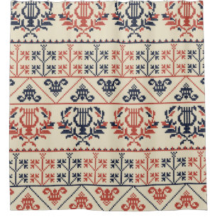 Palestinian embroidery motif, seamless pattern des shower curtain