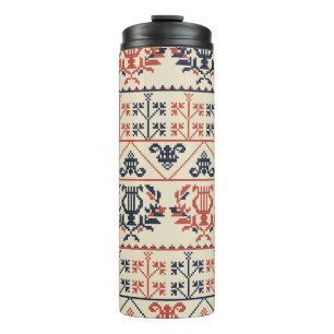 Palestinian embroidery motif, seamless pattern des thermal tumbler