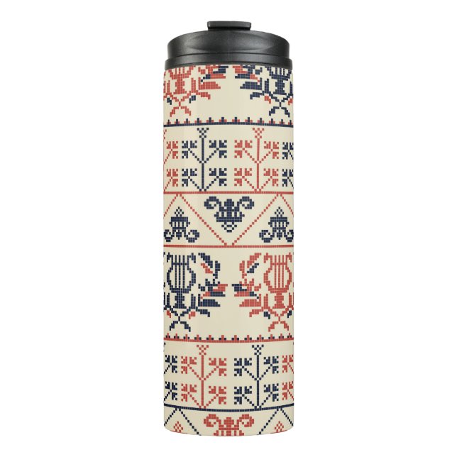 Palestinian embroidery motif, seamless pattern des thermal tumbler (Front)