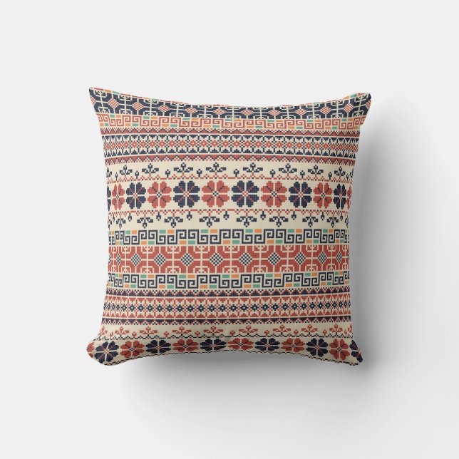 Palestinian Embroidery Motif: Traditional Beauty. Cushion (Front)