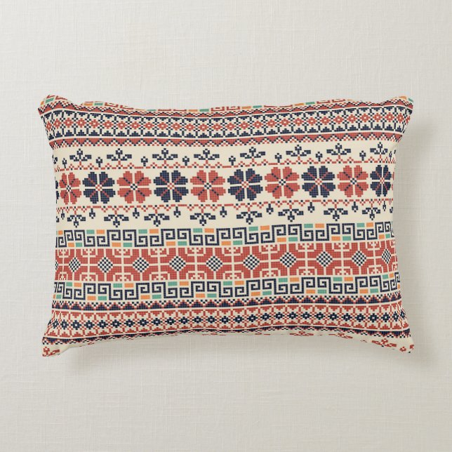 Palestinian Embroidery Motif: Traditional Beauty. Decorative Cushion (Front)