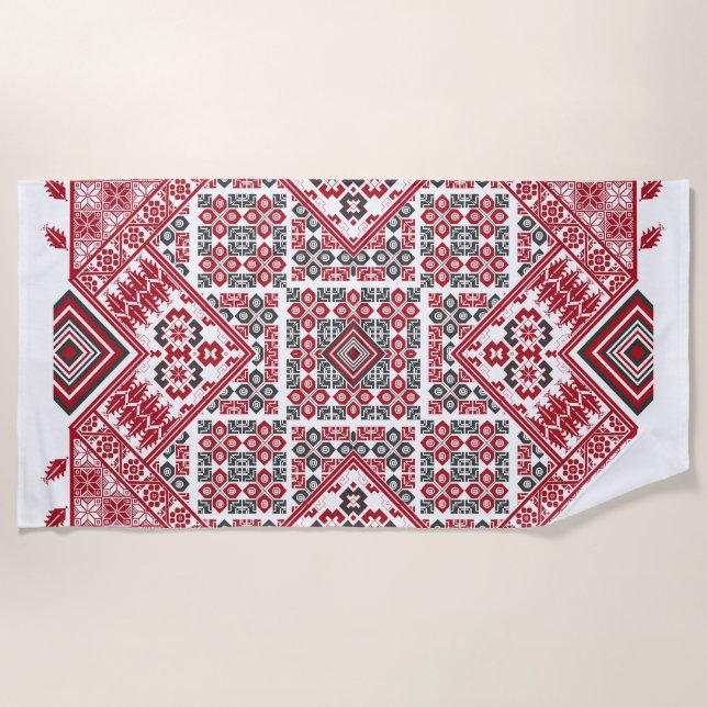 Palestinian Embroidery pattern 2  Beach Towel (Front)
