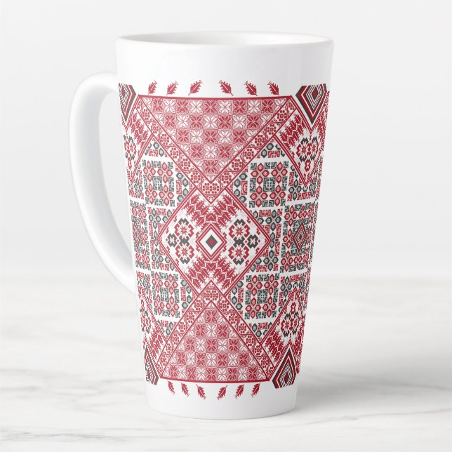 Palestinian Embroidery pattern 2  Latte Mug (Left Angle)