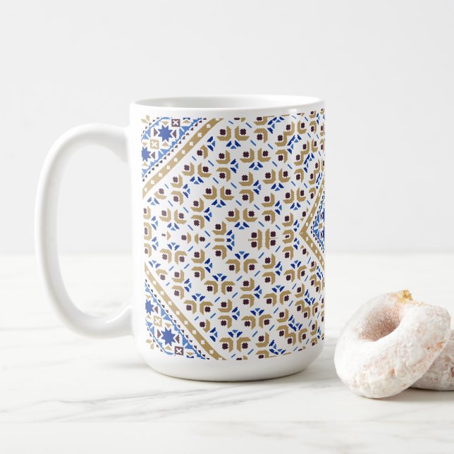 Palestinian Embroidery pattern Printed Design Coffee Mug (With Donut)